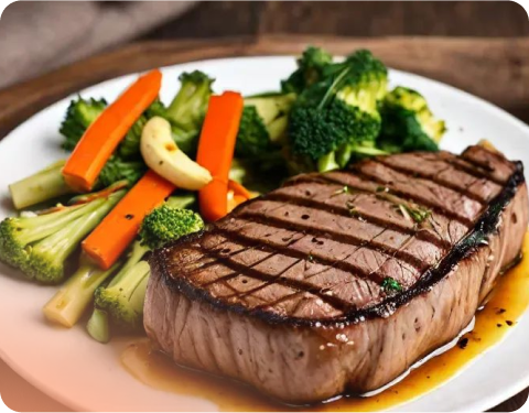 Steak/fish with steamed vegetables
